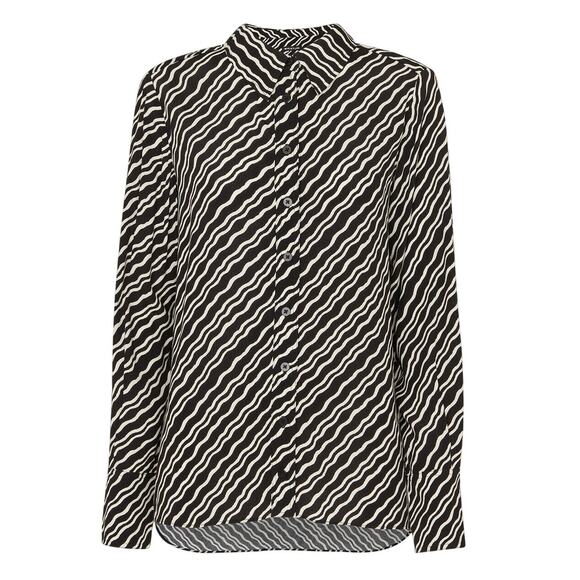 Whistles Women’s Black White Diagonal Ripple Print Button-Up Shirt | Size 6 - Picture 1 of 12